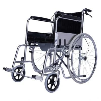 Outdoors Steel Aluminum Alloy Folding Electric Toilet OEM Customized Manual Disabled Elderly Accessibilitymotion Factory Wheelchair