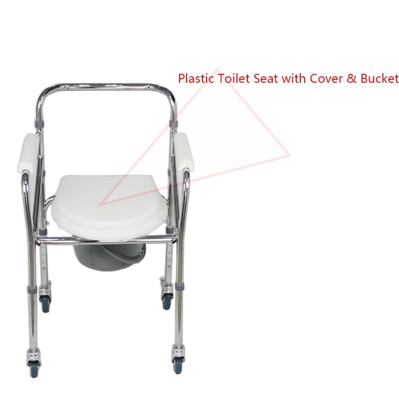 Folding Aluminum Commode Chair with Wheels