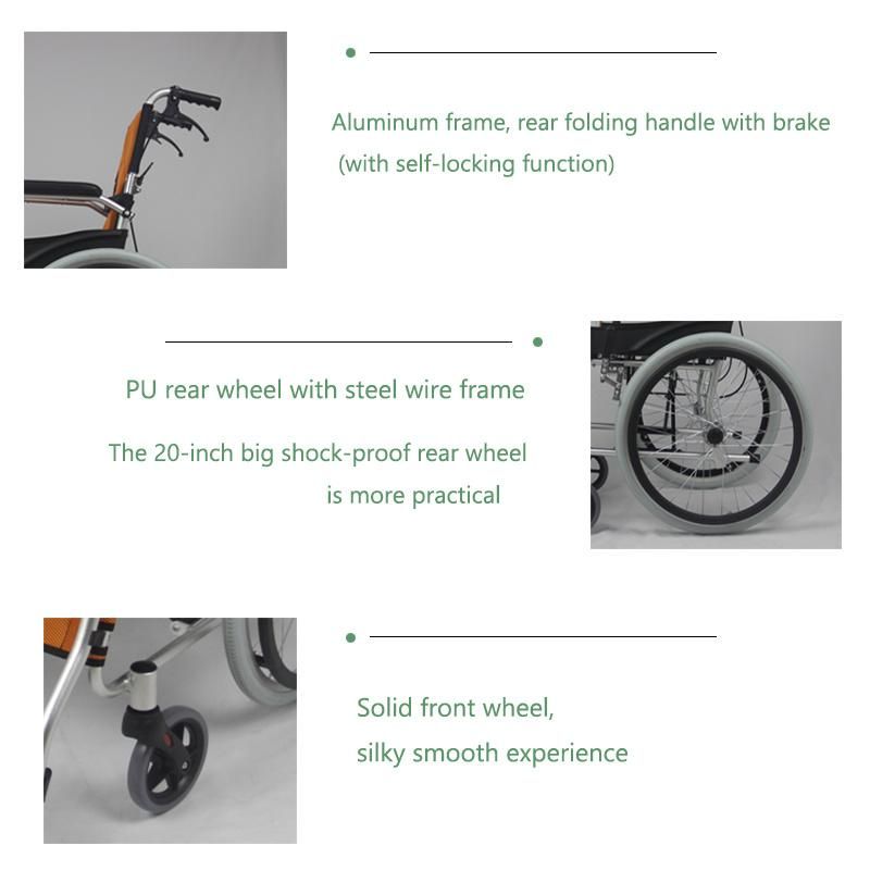 Lightweight Folding Portable Aluminum Wheelchair for Disabled