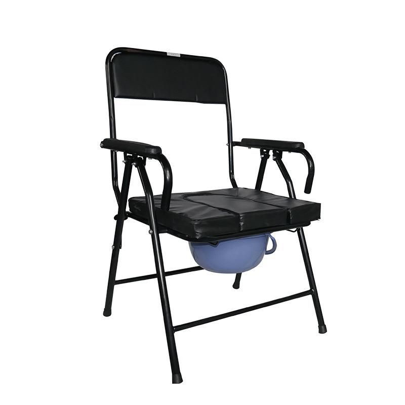 Hospital Folding Steel Commode Chair Potty Toilet Chair with Bedpan for Elderly