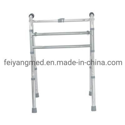 Lightweight Standing Walking Aid Aluminum Folding Double Cross Bar Walker for Disabled