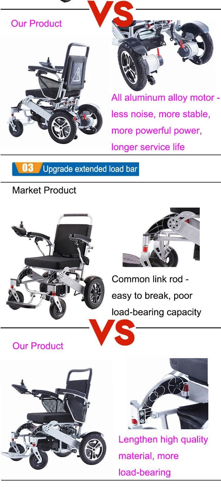 Hot Sale Lightweight Aluminum Alloy Handicapped Folding Power Electric Wheelchair