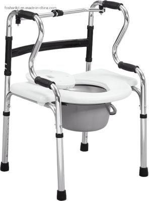 Multifunctional 6 Functions in 1 Walker Adjustable Aluminum Commode Lightweight Folding Toilet Chair Commode Chair Aluminum Shower Chair