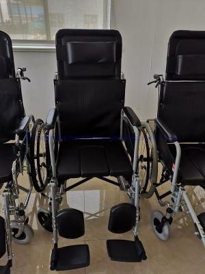 Reclining High Back Commode Wheelchair Manual Wheel Chair Patient Transfer and Lift Wheelchairs Medical Equipment Manufacturers