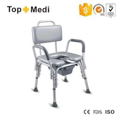 Topmedi Adjustable Height Aluminum Commode Chair with Toilet