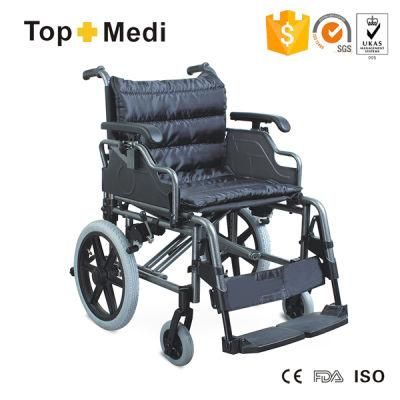 Topmedi Aluminum Manual Transport Wheelchair with Anti-Tippers