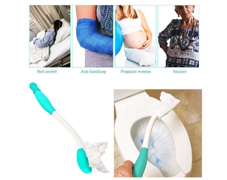 Custom Logo Long Handle Dressing Stick Reach Comfort Bottom Wiper Self Wipe Assist Holder Toilet Paper Tissue Grip Self Wipe Aid Motion for Old Men and Disabled