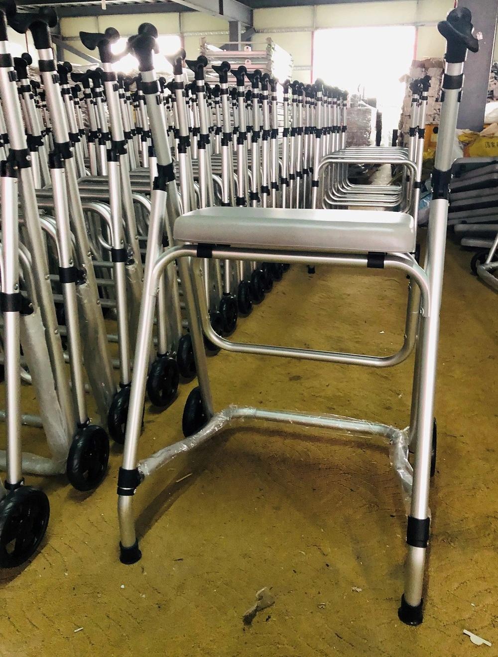 Folding Aluminium Frame Rollator Walker, Linghtweight Medical Walker with 2 Wheels and Paade Seat