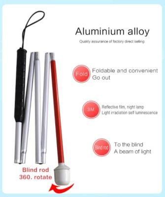 Lightweight Aluminum Adjustable Length Telescope White Cane for The Disabled