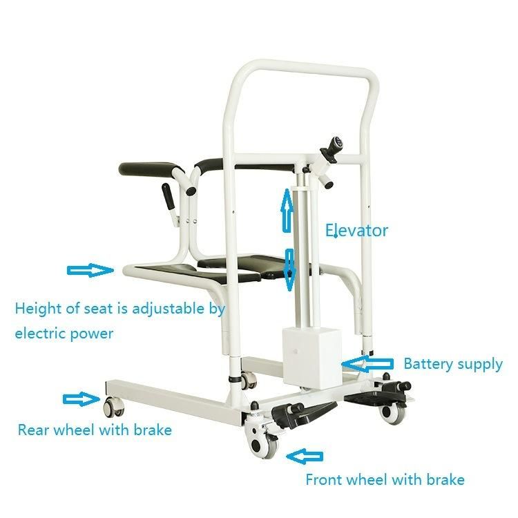 Electric Powered Patient Lift Transfer Chair with Commode