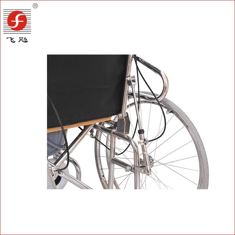 High Back Reclining Steel Commode Wheelchair with Hand Brake, High Quality Reclier Wheelchair