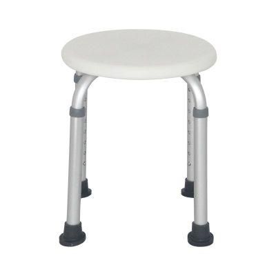 White Aluminum and PE Round Shower Seat Bath Bench Chair Shower