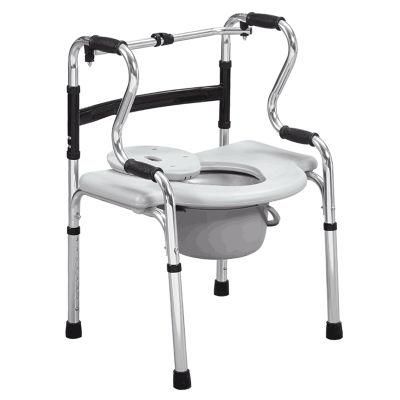 Hospital Adjustable Stainless Steel Aluminum Folding Commode Chair