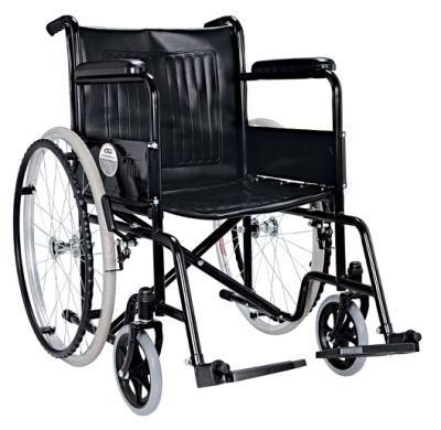 Folding Wheel Chair Cheapest Basic Powder Coated Frame Mobility Hospital Orthopaedics Manual Steel Wheelchair