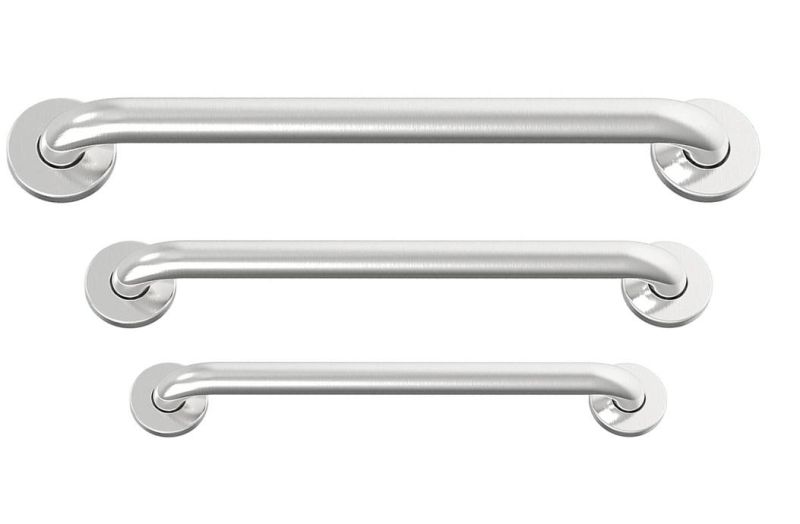 Commode Chair Brushed Nickel Steel Bath Safety Grab Bar