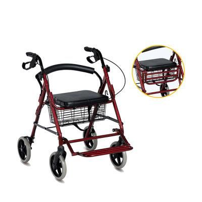 Wholesale Aluminum Lightweight Portable Walking Aid Rollator Walker with Seat