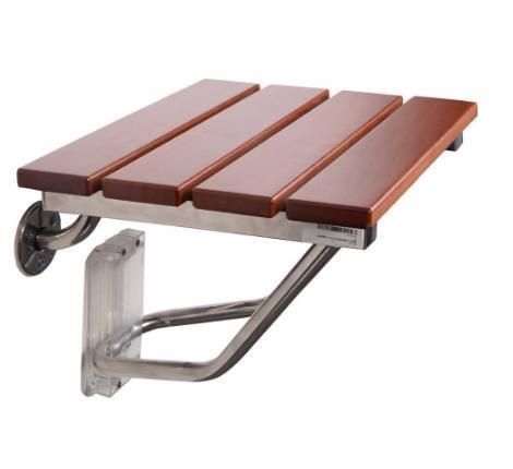 Wall Mounted Folding Shower Chair Seat with Wood and Stainless Steel