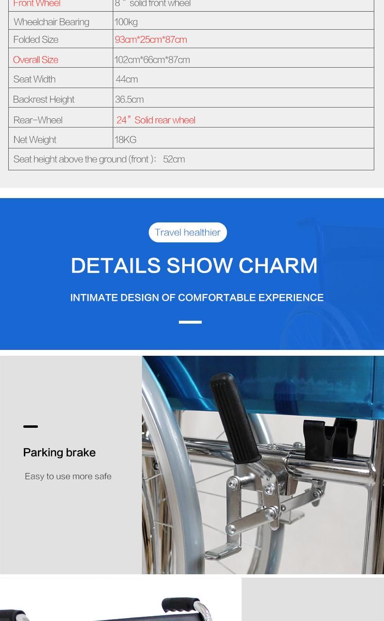 Hq608 High Quality Medical Equipment Manual Folding Wheelchair with Commode