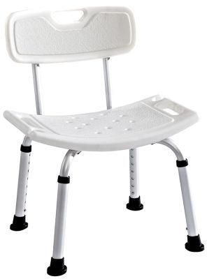 Shower Chair with Back with/Without Tool Adjustable Height with Backrest Bath Bench Stool Adult Aluminum Frame PE Seat Board for Elderly