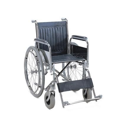 Topmedi Lightweight Steel Manual Rolling Wheelchair for Disability Person