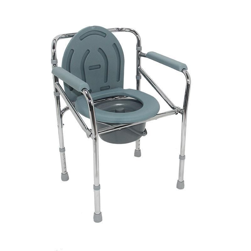 Adjustable Height Aluminum Commode Chair with Toilet