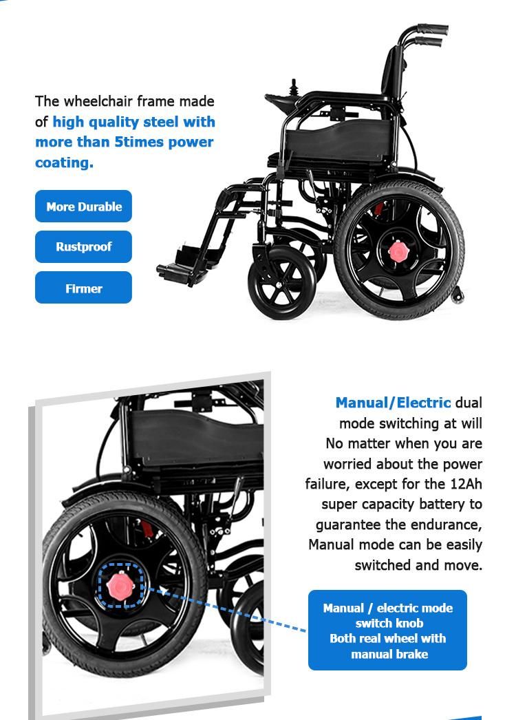 Automatic Four Wheel Lightweight Foldable Easy to Carry Electric Power Wheelchair with Brakes
