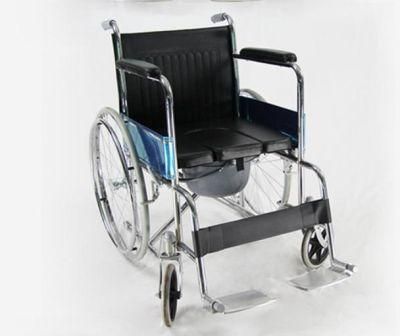 Manual Medical Fold Transport Commode Wheel Chair with Bedpan in Vietnam