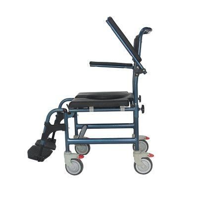 Adjustable Armrests Transfer Wheelchair Commode with Wheels