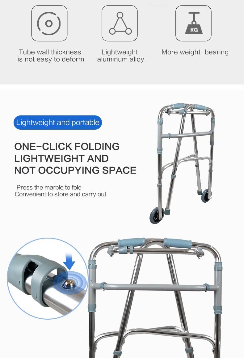 Hanqi Hq213L-5′′ High Quality Foldable Walker with Wheel for Patient
