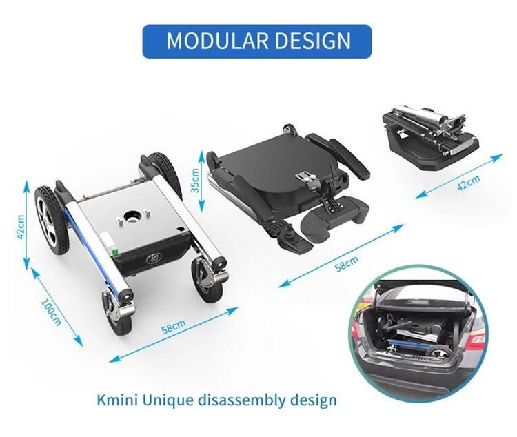 Aluminium Seat Rotation Folding Electric Wheelchair