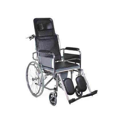 Topmedi Lightweigh High Back Steel Commode Wheelchair