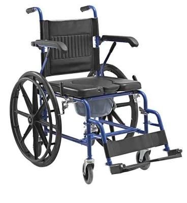 Multifunctional Two in One Euopean Commode Manual Wheelchair Transport Steel Wheel Chair Detachable Mobility Scooter