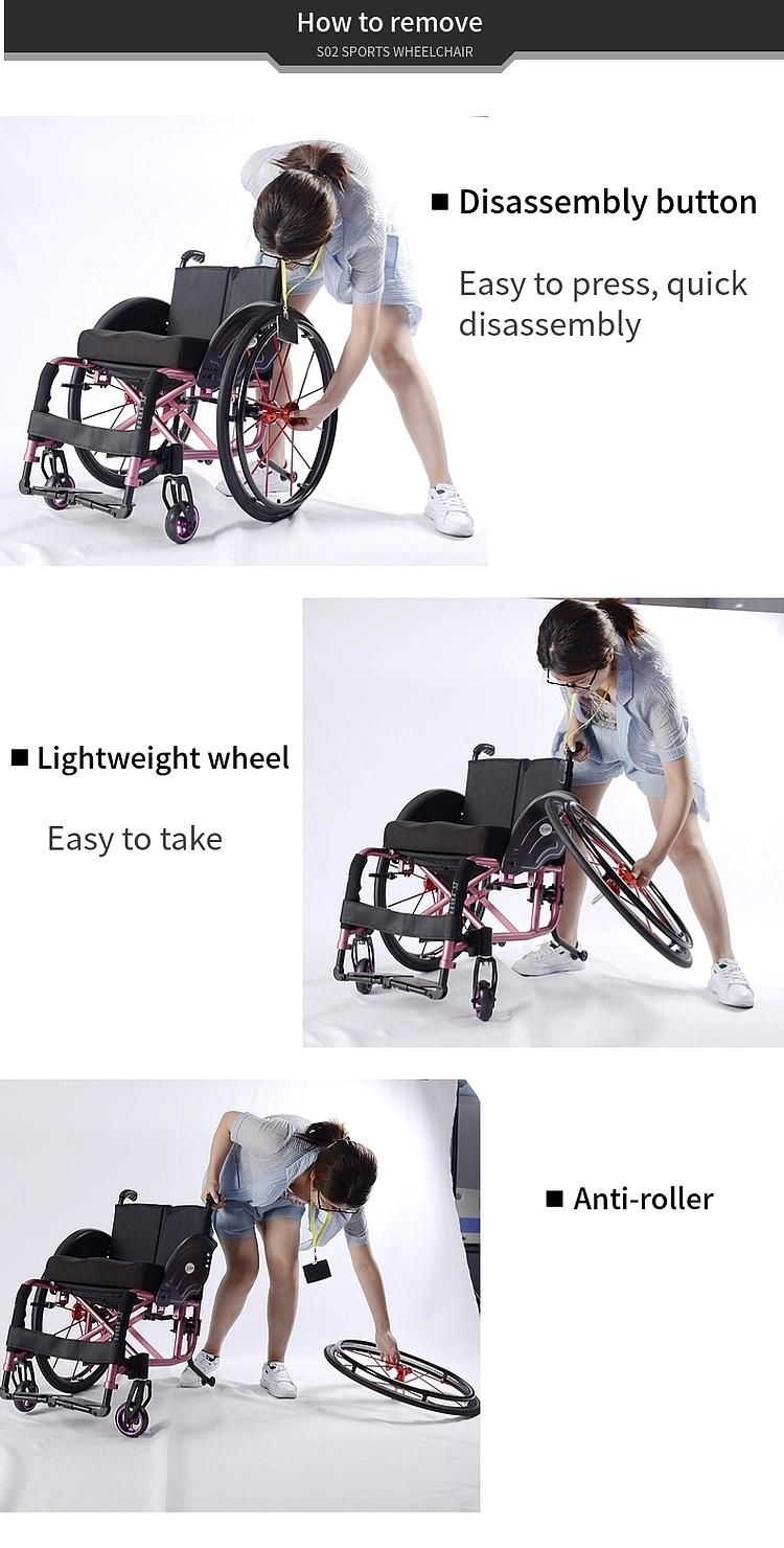 Lightweight Four Wheelchair Scooter Folding Manual Sports Wheelchair for Disabled