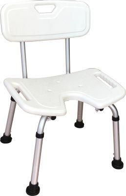 Antiskid Aluminum Shower Bathing Chair with Backrest for Elderly U Shape Seat PE Board Bathroom Product Mobility