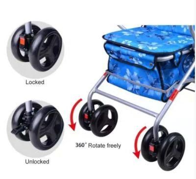 Cheaper Price Walking Aid Lightweight Trolley 4 Wheel Steel Rollator Shopping Cart for Seniors