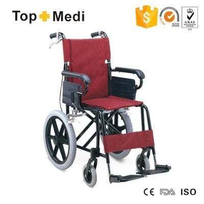 Topmedi Aluminum Deluxe Wheelchair with Fixed Armrest &amp; Footrest
