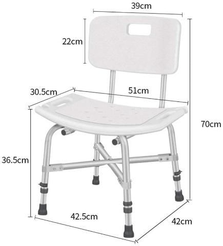 Commode Chair - Heavy Duty Shower Chair with Aluminum Light Frema with Back