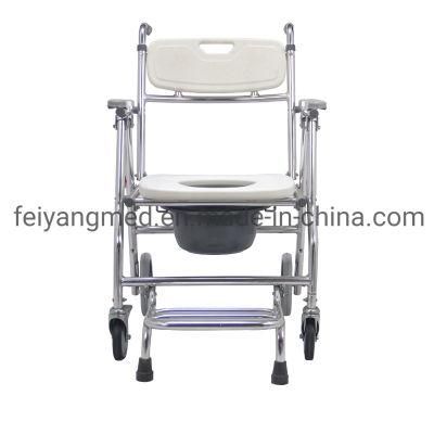 Disabled Folding Shower Toilet Chair Commode with Wheels