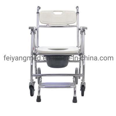 Disabled Folding Shower Toilet Chair Commode with Wheels