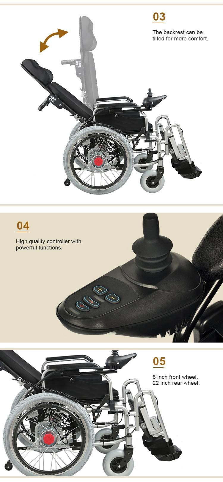 Topmedi Wholesale Automatic Folding High Strength Steel Power Electric Wheelchair