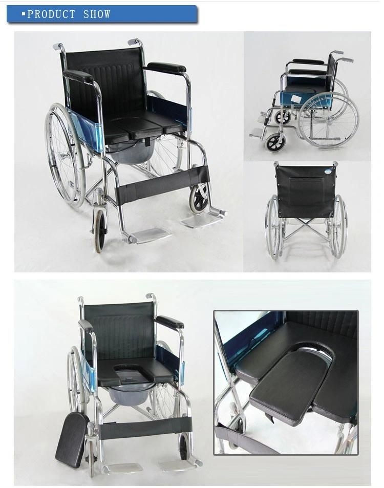 Medical Folding Reclining Commode Wheelchair (RJ-C609U)