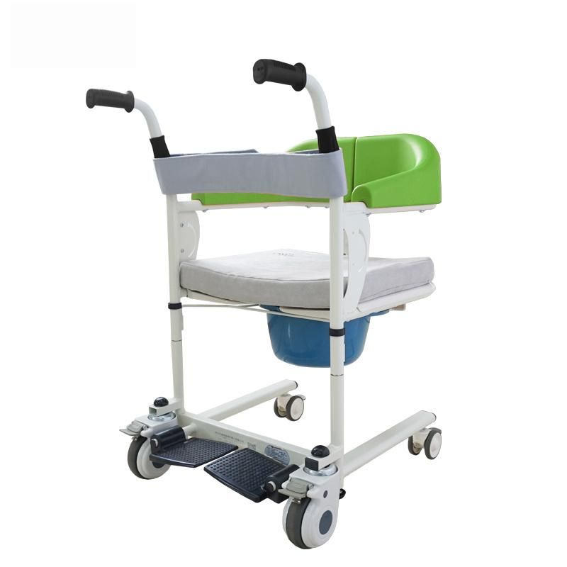 Transport Medical Folding Manual Commode Wheelchair for Elderly and Disabled