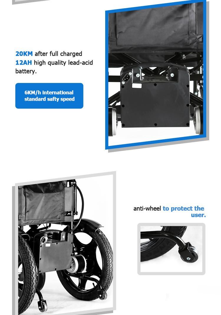 Automatic Four Wheel Lightweight Foldable Easy to Carry Electric Power Wheelchair with Brakes