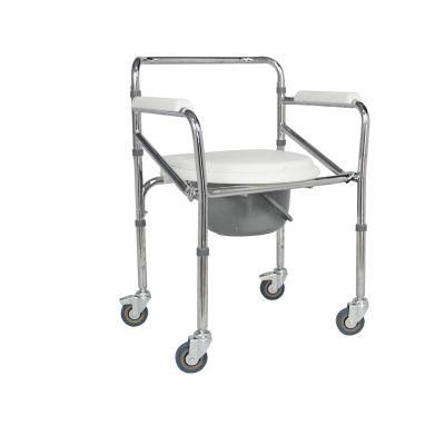 Foldable Steel Chair Commode with Wheels