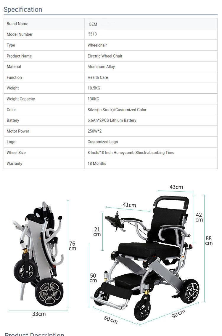 New Electronic Wheelchair Lightweight Electric Wheelchair for Disabled People