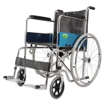 Electroplate Hospital Manufacture 809hot Selling Steel Wheelchair Made in China
