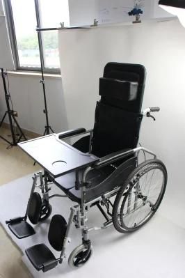 Wheelchair Reclining High Back Toilet Commode Chair for Pregnant Woman Outdoor Use