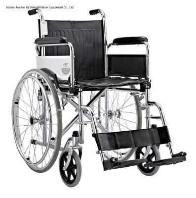 Functional Steel Manual Wheelchair Flip up Armrest Detachable Footrest Steel Wheelchair for Elderly Function Steel Wheelchair