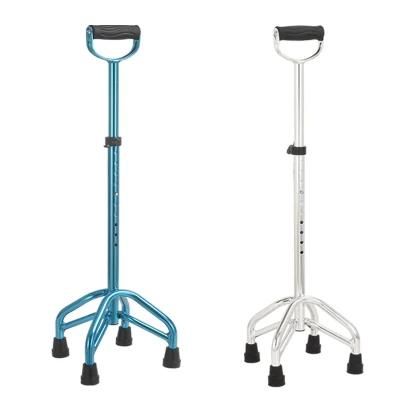 Aluminum Alloy Four-Legged Crutches 10 Grade Height Adjustable Walking Stick for The Elderly