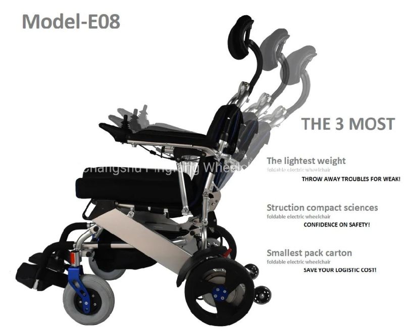 aluminum Alloy Noiseless Folding Portable Wheelchair Model E08 Ce, ISO13485